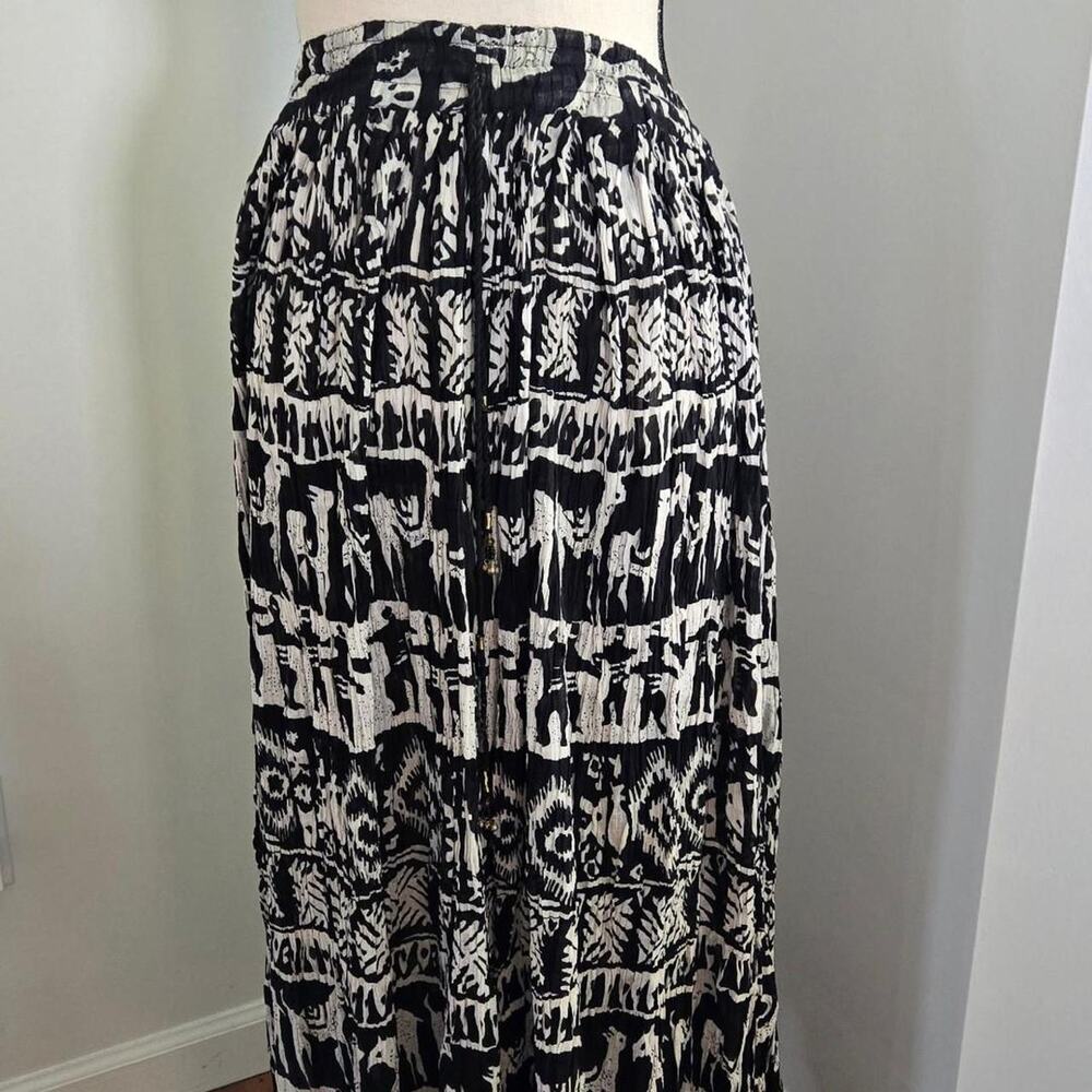 New broomstick skirt black white print boho hippie new large